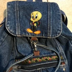 Vintage Tweety Denim Jean Backpack